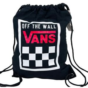 Vans Bench Bag Backpack Black Red White Classic Logo Drawstrings Closure